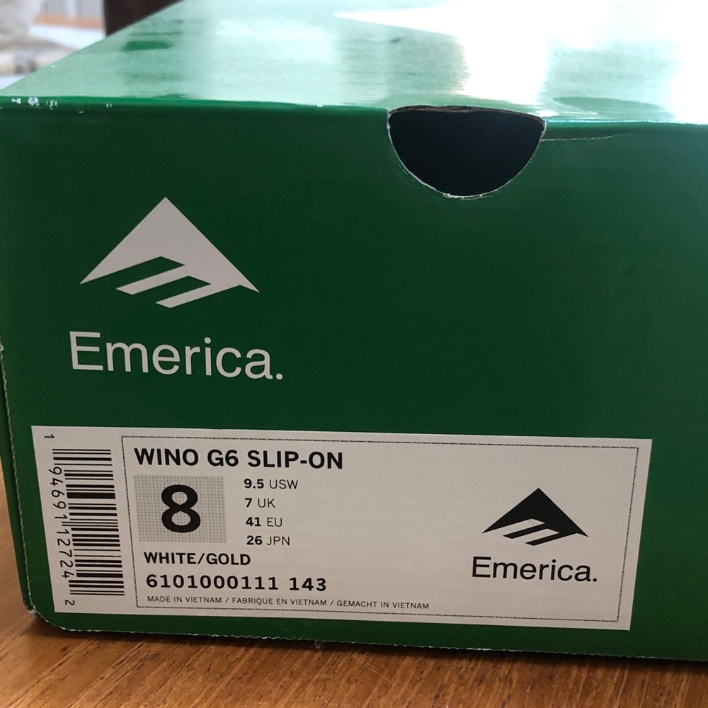 Emerica Wino G6 Slip-On in White and Gold